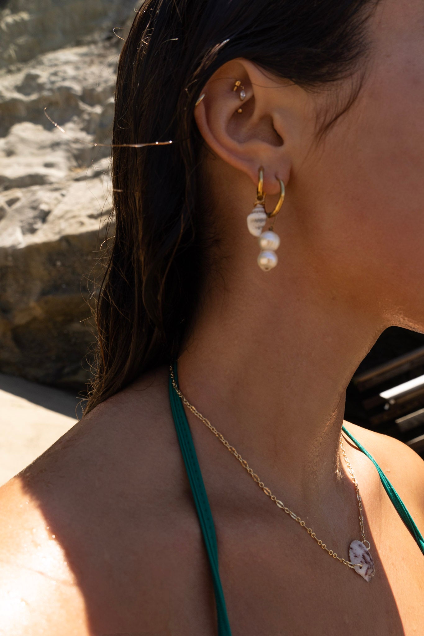 Double Pearl Hoop Earrings