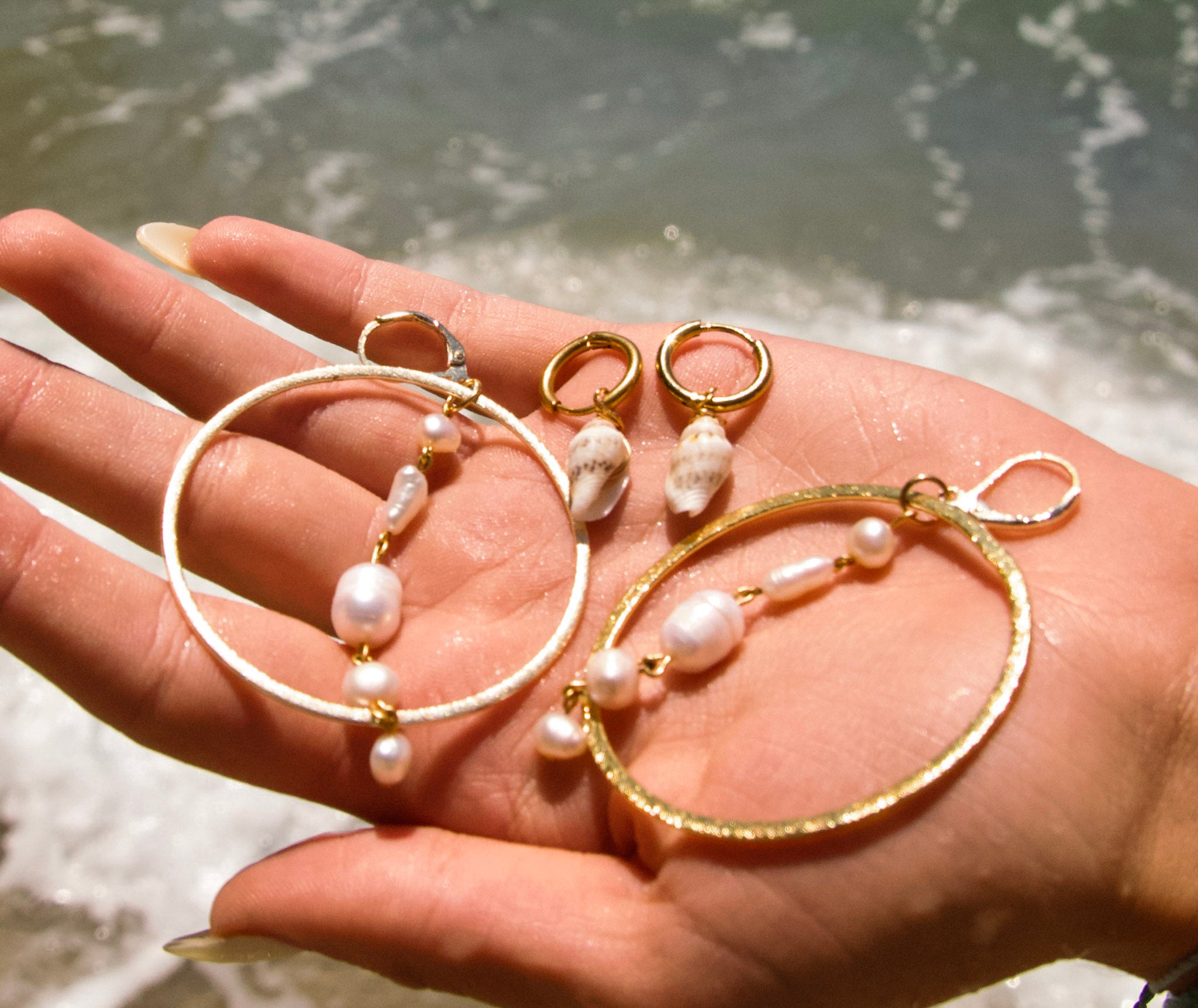 Hoop Pearl Drop Earrings