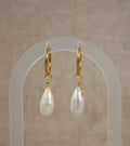 Tear Drop Pearl Hoop Earrings