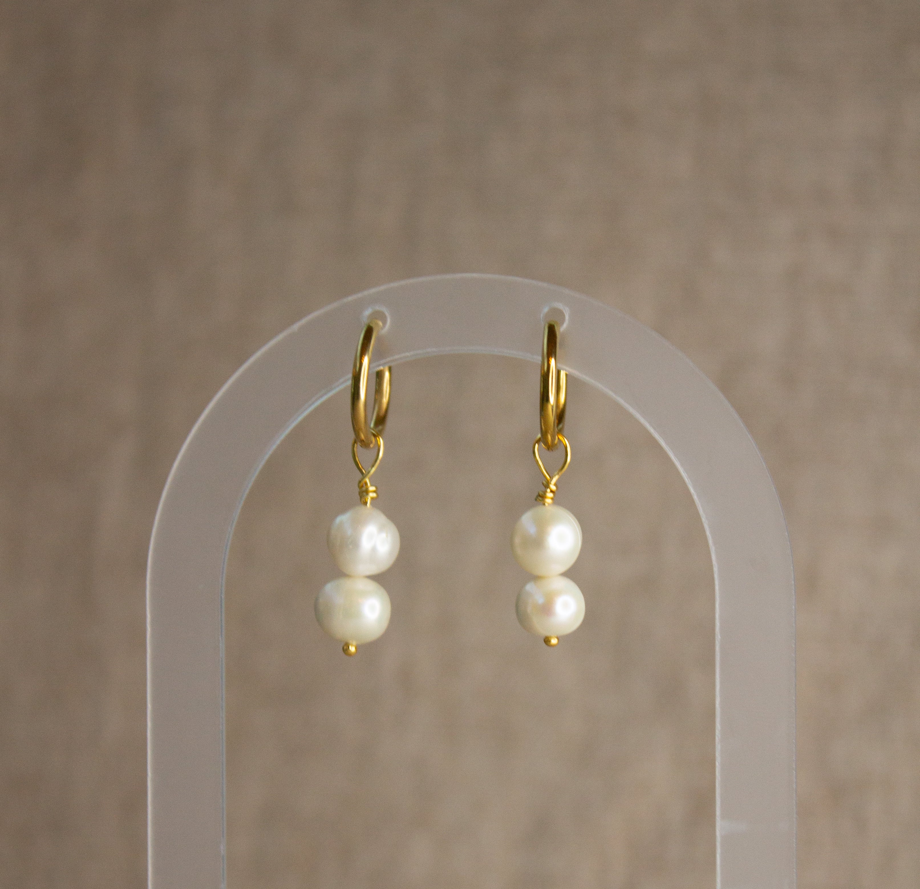 Double Pearl Hoop Earrings