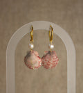 Pink Scallop Shell Hoop Earrings